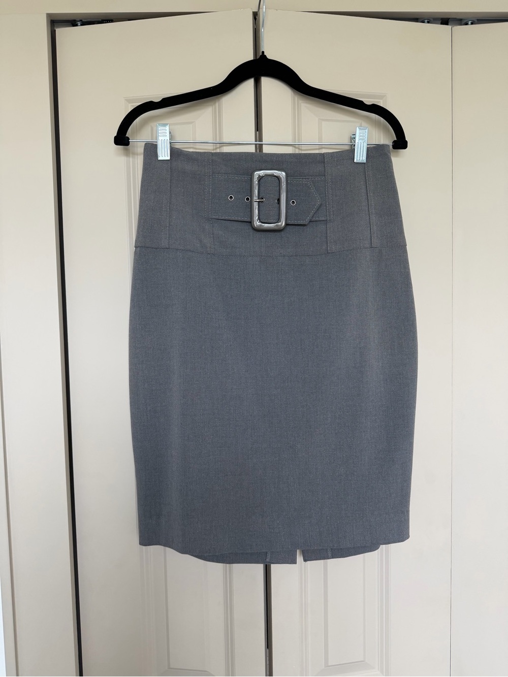 Cache Gray Belted High-Waist Pencil Skirt